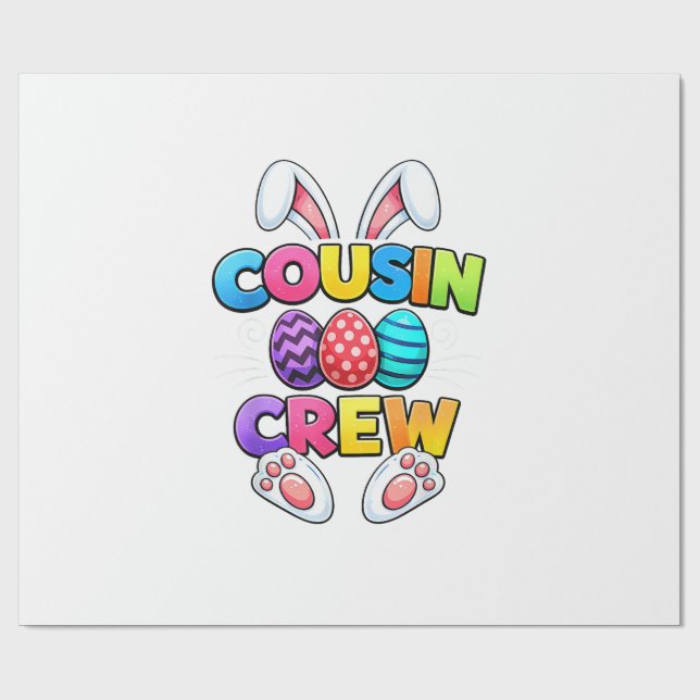Papier Cadeau Happy Easter Cousin Crew Bunny Family Matching Eas (Plat)