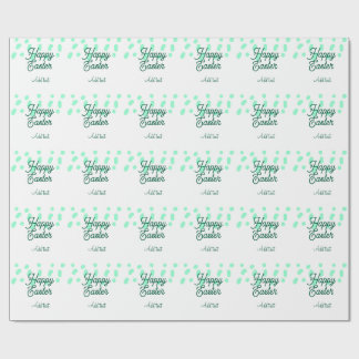 Papier Cadeau Happy Easter green eggs pastel name date simple