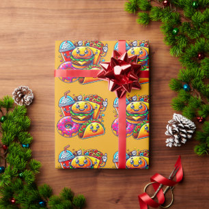 Papier Cadeau Happy Fast Food Characters Art for