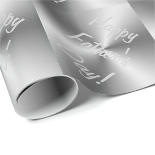 Papier Cadeau Happy Fête des pères Metallic Silver Enveloppement