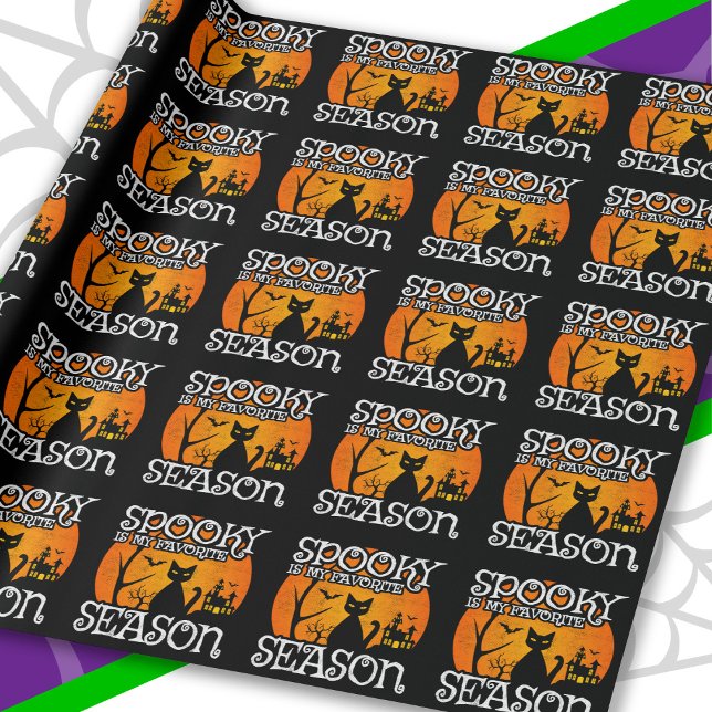 Papier Cadeau Happy Halloween Chat noir saison Éffrayante Funny  (Créateur téléchargé)