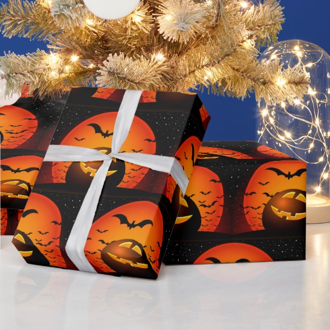 Papier Cadeau Happy Halloween Éffrayant temps (Vacances)