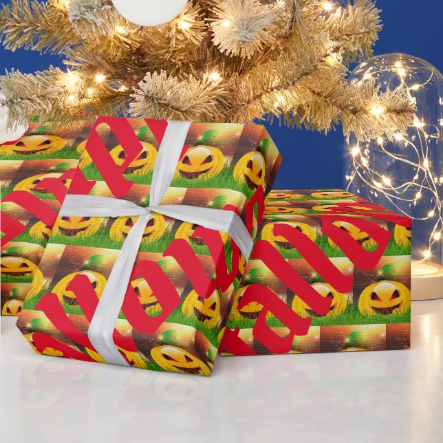 Papier Cadeau Happy Halloween Éffrayant temps (Vacances)