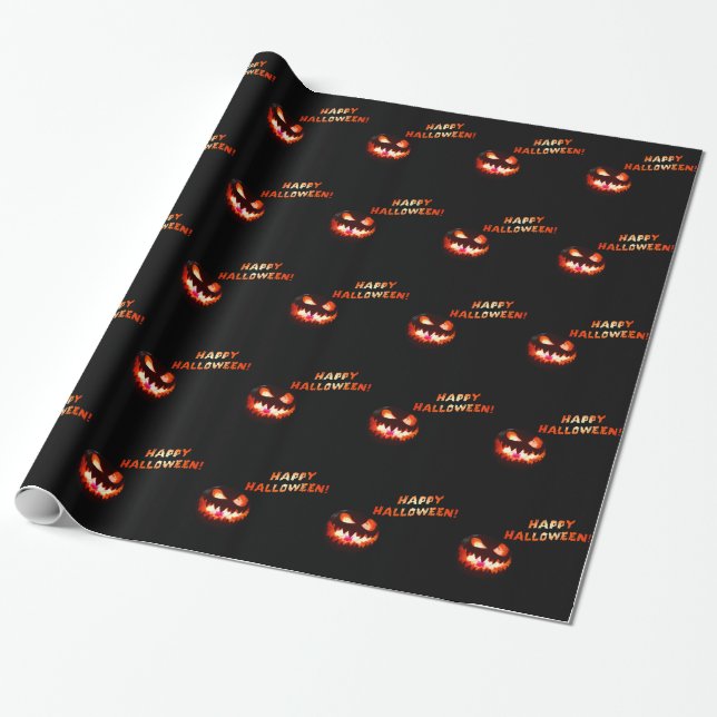 Papier Cadeau HAPPY HALLOWEEN - Jack-O-Lantern (Déroulé)