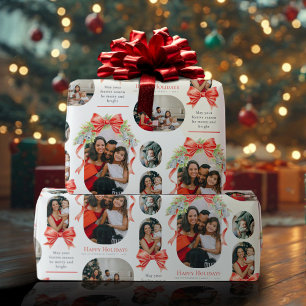 Papier Cadeau Happy Holidays cloches arcs aquarelle photo