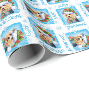 Papier Cadeau Happy Howlidays Australian Terrier Wrapping Papier
