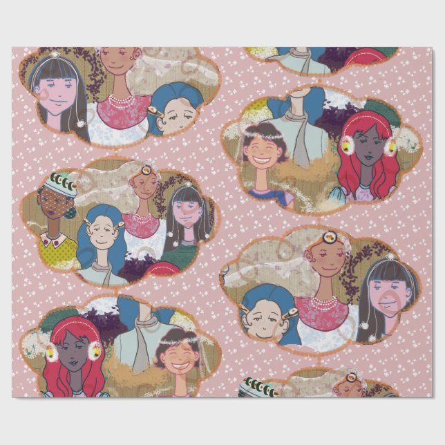 Papier Cadeau Happy Illustrated Gift Wrapping Paper (Plat)