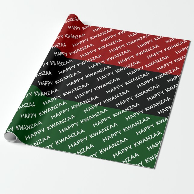 Papier Cadeau Happy Kwanzaa Red Black Green Pan African  (Déroulé)