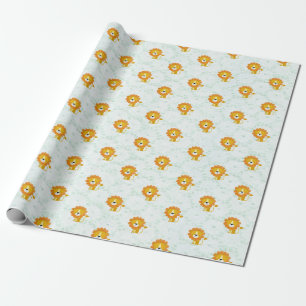 Papier Cadeau Happy Lion Motif mignonne moderne