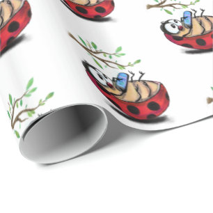 Papier Cadeau Happy Little Ladybugs avec téléphone - Dessin de d