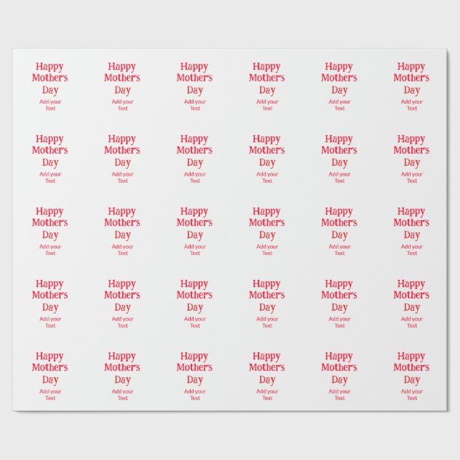 Papier Cadeau Happy mother's day red add text simple minimal mom (Plat)
