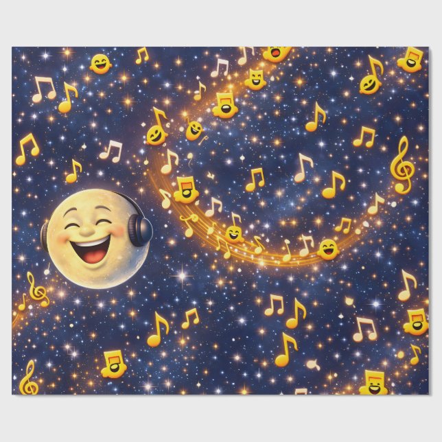 Papier Cadeau Happy musical Moon Galaxy custom wrapping paper (Plat)