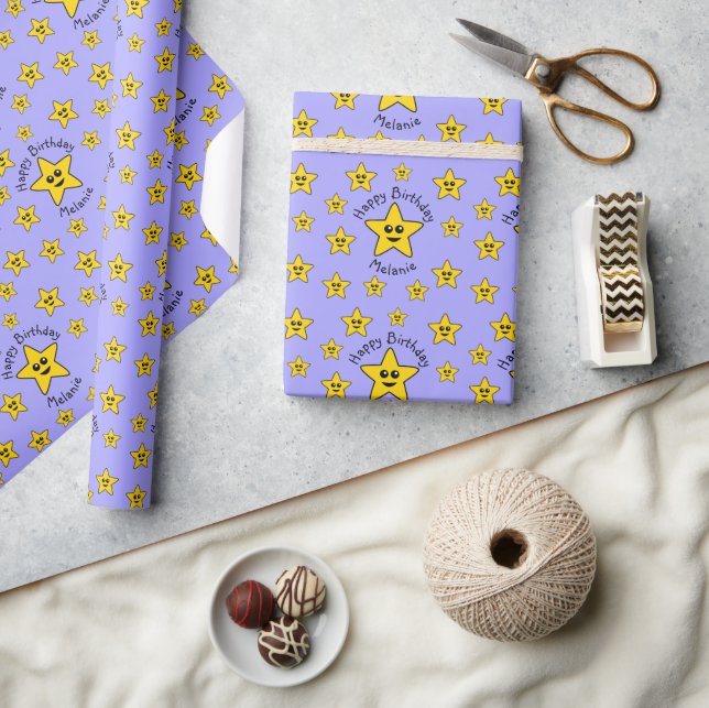 Papier Cadeau Happy Star Birthday Wrapper Paper (Artisanat)