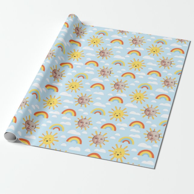 Papier Cadeau Happy Sun and Sky Photo Wrapper Paper personnalisé (Déroulé)