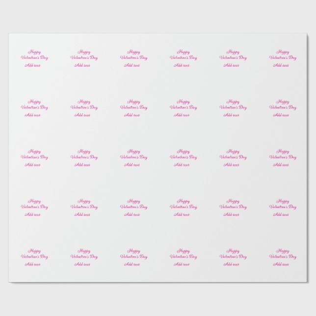 Papier Cadeau Happy Valentine's day pink text name message (Plat)
