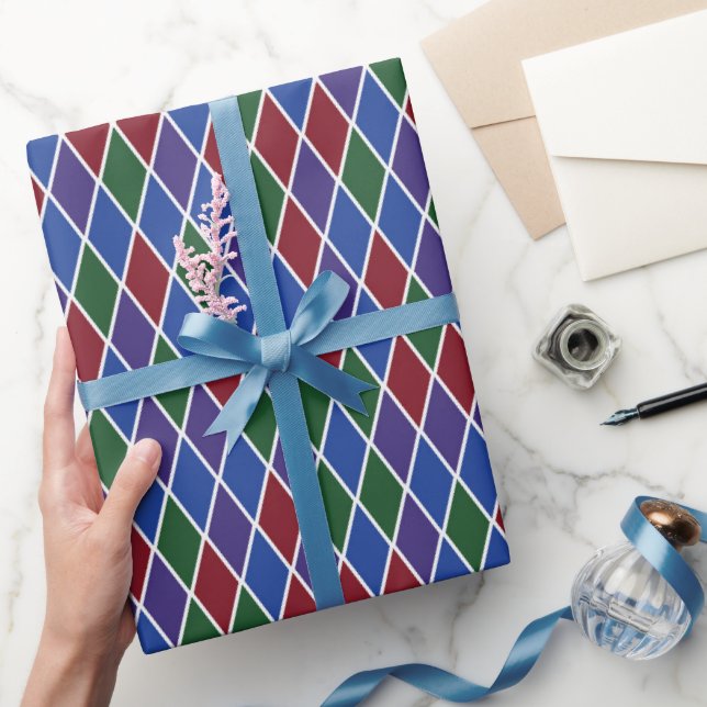 Papier Cadeau Harlequin Traditionnel aux Tons de Joaillerie (Cadeaux)