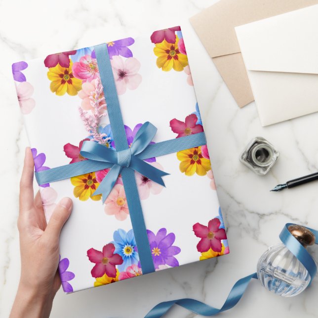 Papier Cadeau Harmonie de printemps - Bouquet de fleurs mixtes à (Cadeaux)