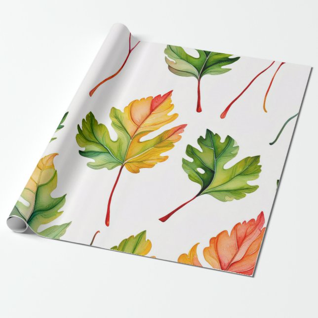 Papier Cadeau Harmonie feuille d'aquarelle Pastel (Déroulé)