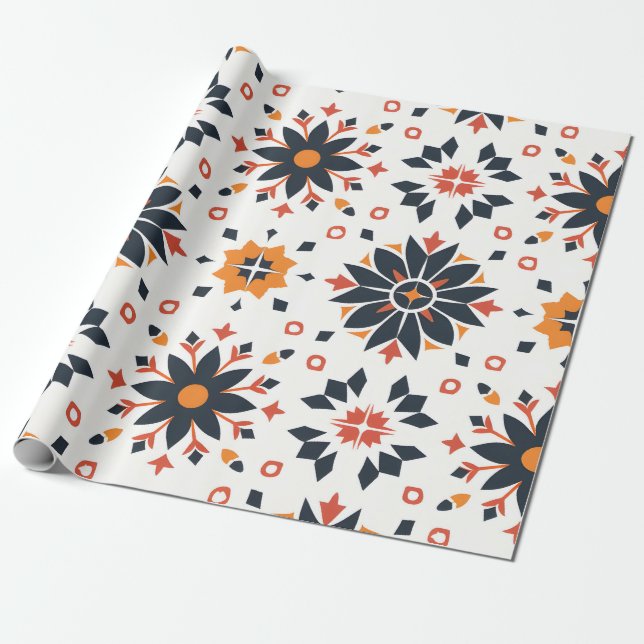 Papier Cadeau Harmonie florale géométrique (Déroulé)