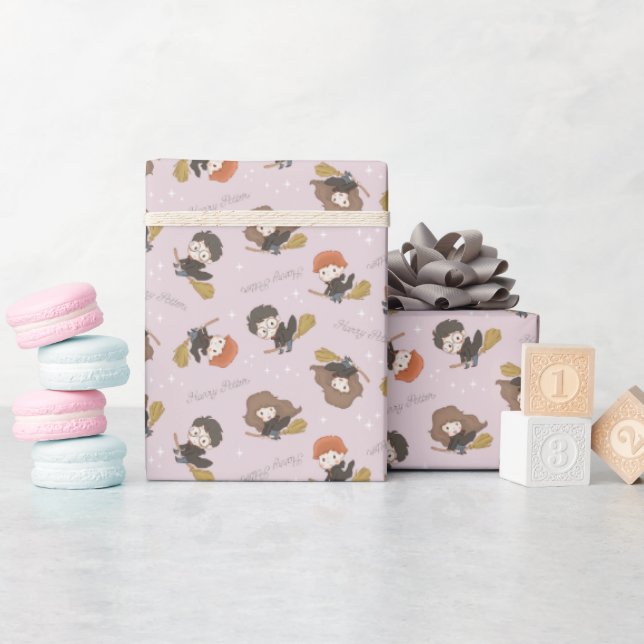 Papier Cadeau HARRY POTTER™, Hermione, & Ron Motif de vol (Baby Shower)