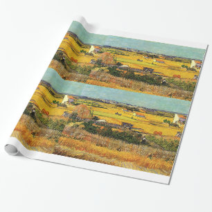 Papier Cadeau Harvest at La Crau, avec Montmajour.