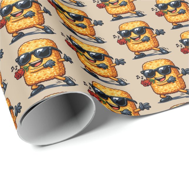 Papier Cadeau Hash Brown dansant (Coin rond)