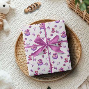 Papier Cadeau Hatching Bientôt Baby Cute Dinosaur Baby shower