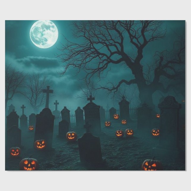 Papier Cadeau Haunted Cemetery Halloween Gift Wrap – Stunning (Plat)