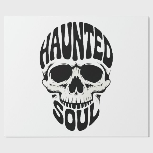 Papier Cadeau Haunted Soul Skull Typography (Plat)