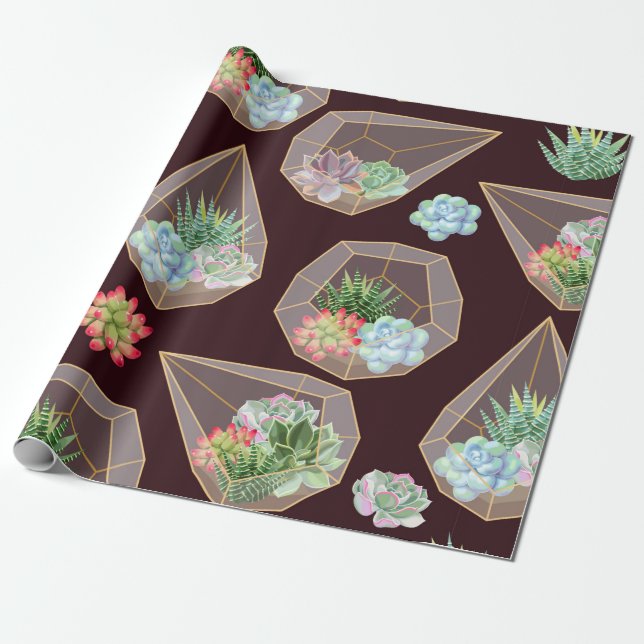 Papier Cadeau Haute précision succulent et cactus sans couture m (Déroulé)