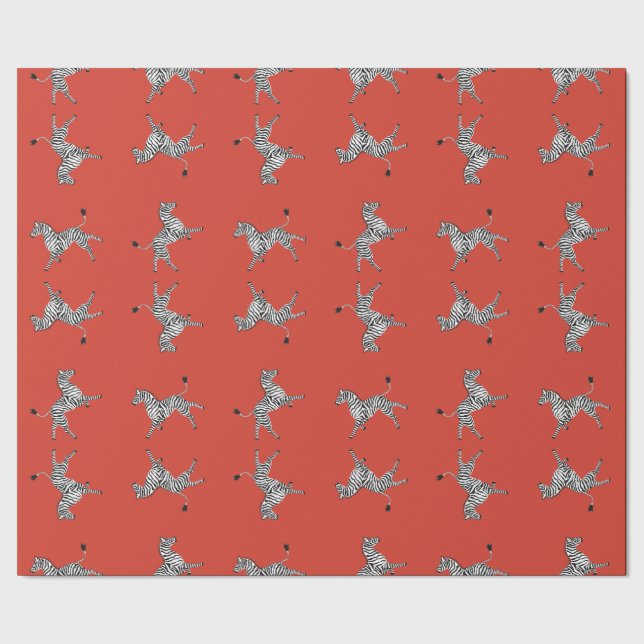 Papier Cadeau Hauts cinq zèbres en rouge (Couture)