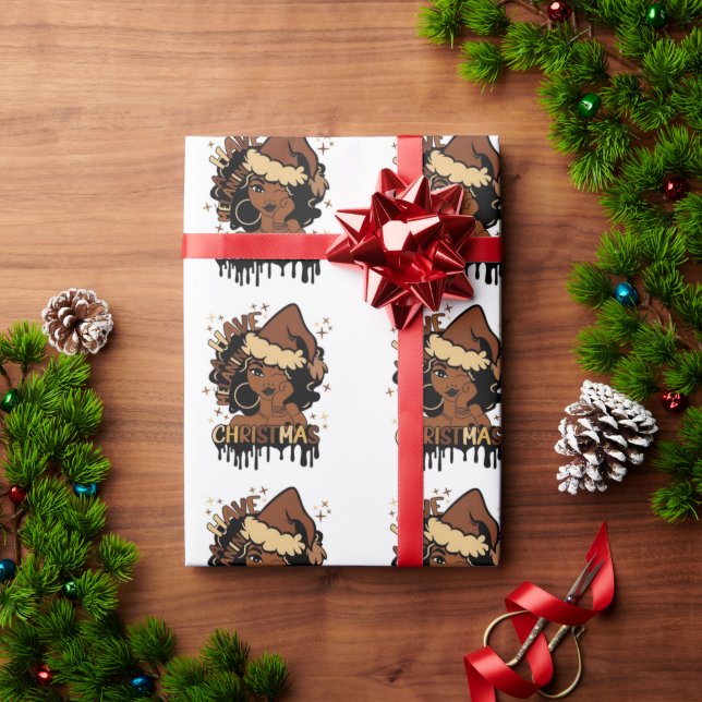 Papier Cadeau have a melanin christmas black mrs santa claus (Cadeau de vacances)