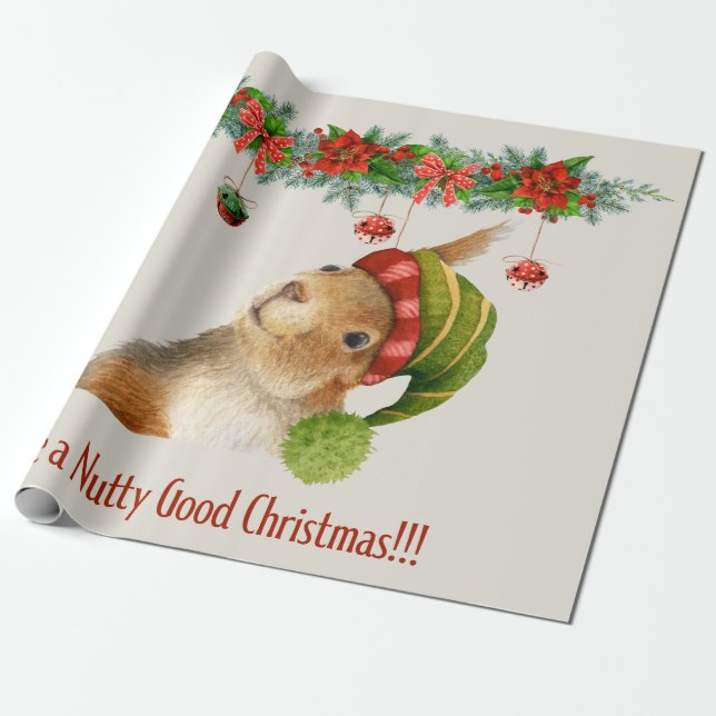 Papier Cadeau Have a Nutty Good Christmas Squirrel Holiday (Déroulé)