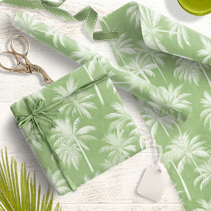 Papier Cadeau Hawaiian Palm Tree Silhouette Motif Green ID1093