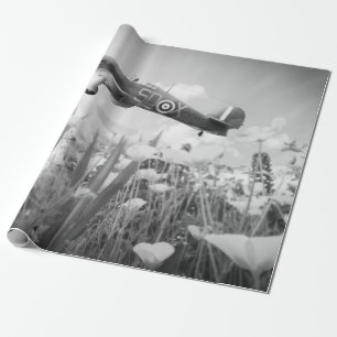Papier Cadeau Hawker Hurricane survolant les pavots au printemps