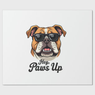 Papier Cadeau Hé les pattes en l'air Bulldog vintage avec des lu