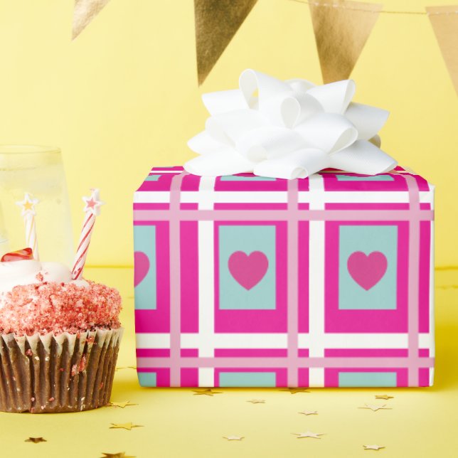 Papier Cadeau heart gift wrap for girls (Fête d'anniversaire)