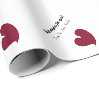 Papier Cadeau Hearty Hearts Burgundy and White Custom Text -