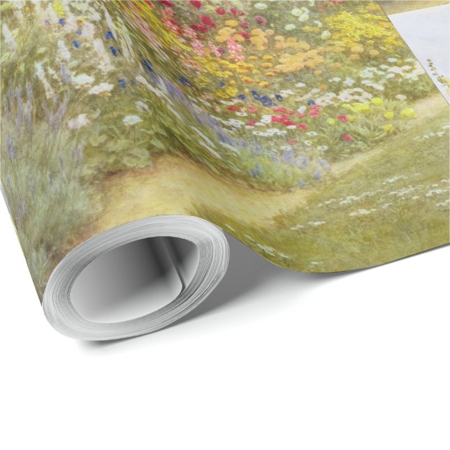 Papier Cadeau Helen Allingham Vintage Une Frontière Herbacée (Coin rond)