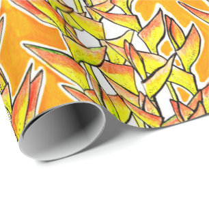 Papier Cadeau Heliconia Tropical Botanical Bold Motif Floral