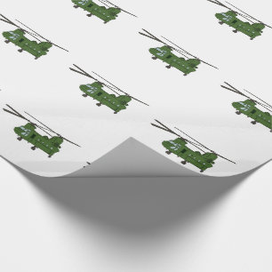 Papier Cadeau Hélicoptère CH-47 militaire chinook vert
