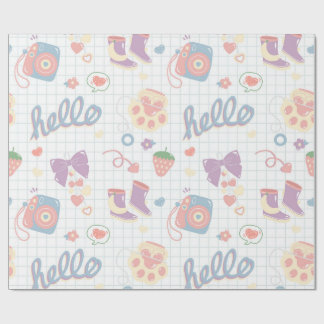 Papier Cadeau Hello! Girl things pattern