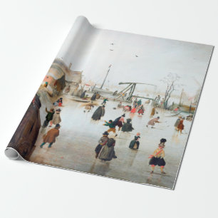 Papier Cadeau Hendrick Avercamp Patinage sur glace près d'un vil