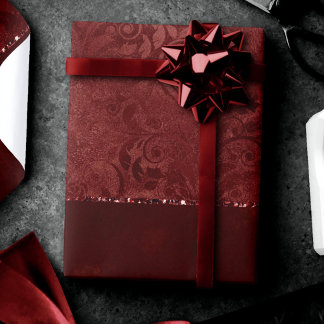 Papier Cadeau Henné Romance | Red Satiny Grunge Damask