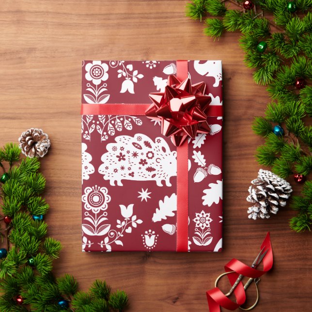 Papier Cadeau Hérisson Art populaire (Cadeau de vacances)