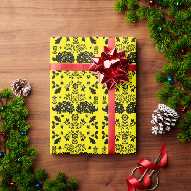 Papier Cadeau Hérisson Art populaire (Cadeau de vacances)