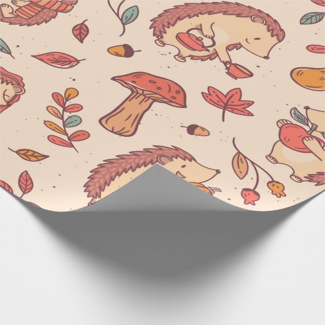 Papier Cadeau Hérisson d'automne confortable (Coin)