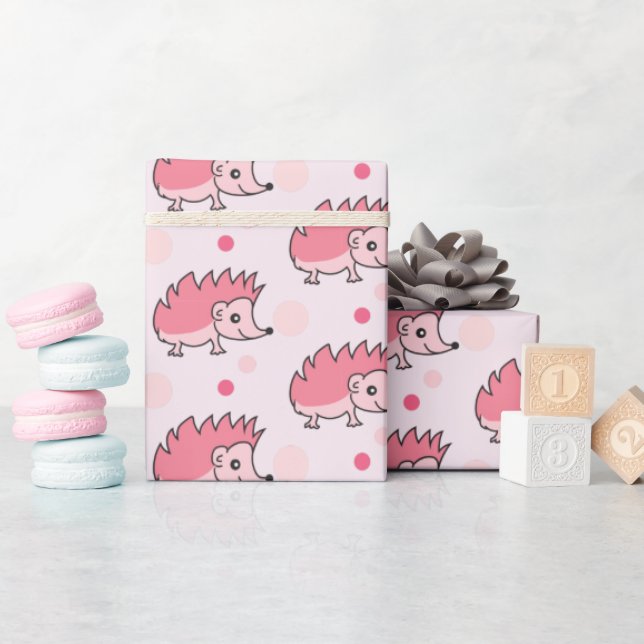 Papier Cadeau Hérisson Monogrammé Mignon Heureux (Baby Shower)