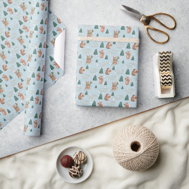 Papier Cadeau Hérissons et Écureuils (Artisanat)