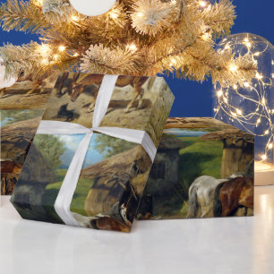 Papier Cadeau Hermine Biedermann Chevaux harnachés au Stab Wr